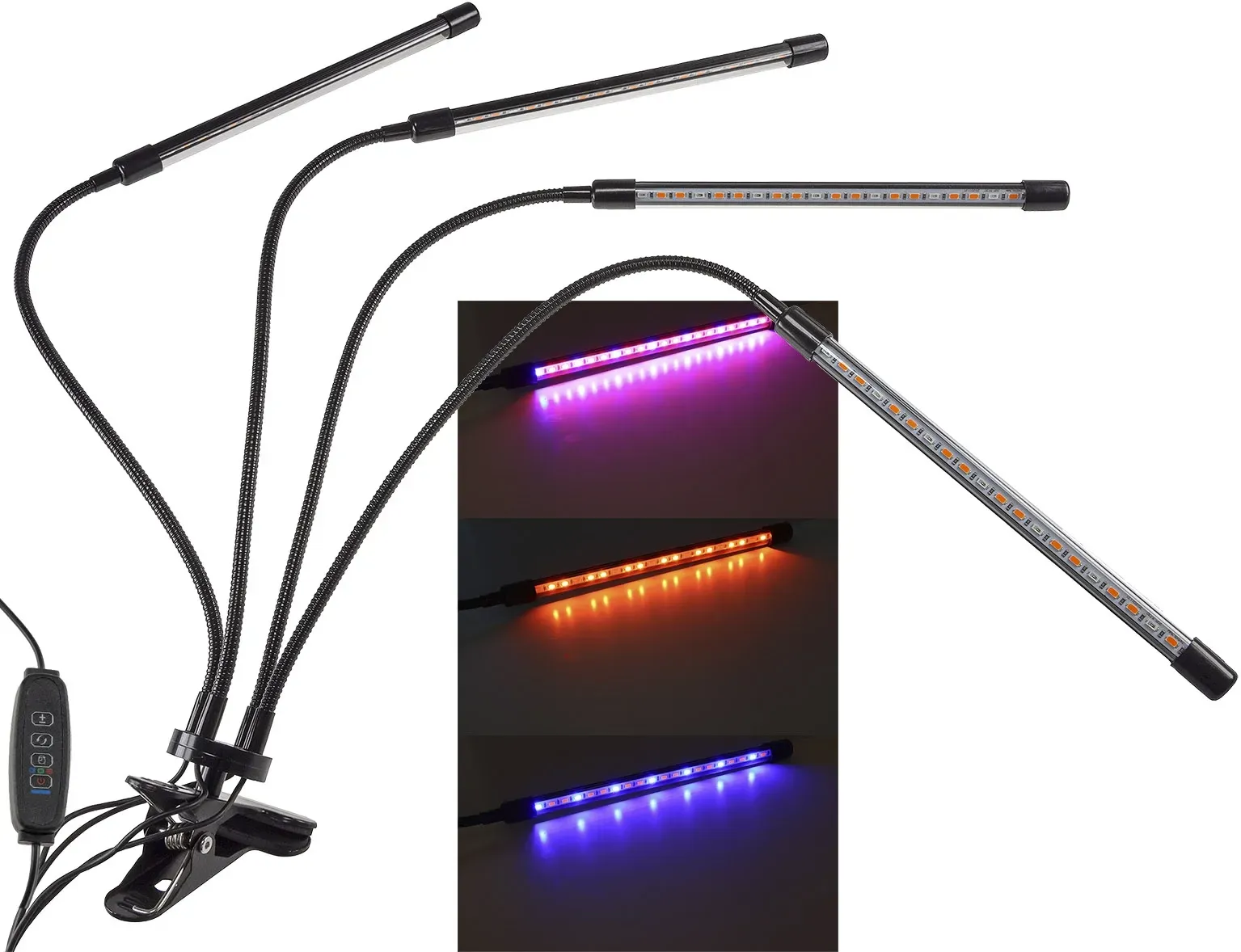 LED Pflanzenlampe “CT-PFL” Rot+Blau 4-fach, Klemmhalter, Kabel-Fernbedienung LED Pflanzenlampe “CT-PFL” Rot+Blau 4-fach, Klemmhalter, Kabel-Fernbedienung
