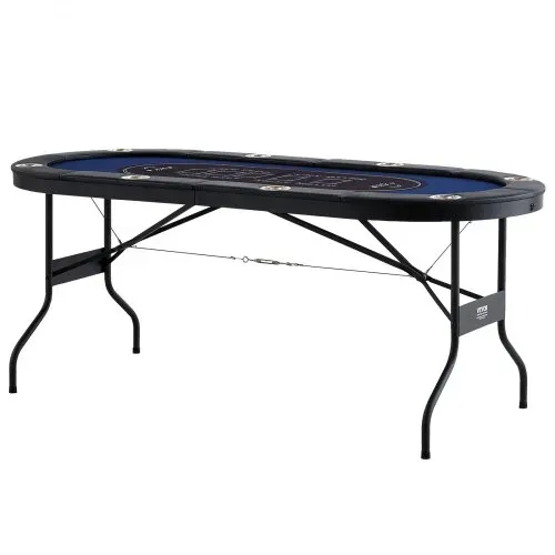 VEVOR Casino Pokertisch Klappbare Tischbeine 1830 x 820 x 720 mm (L x B x H), Faltbarer Pokertisch, Schwarz & Blau Pokerauflage Klapptisch für 8 Spieler, Pokertisch mit Staubschutzhülle Tragbar – Bild 10