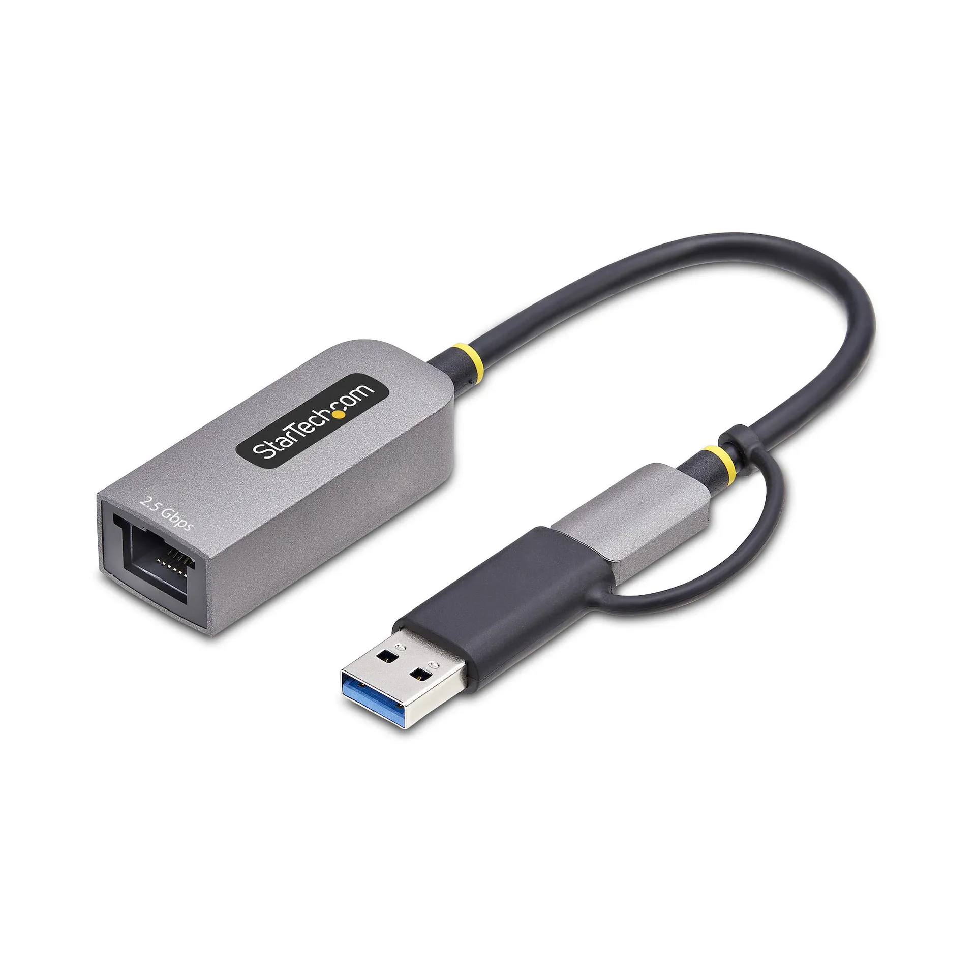 StarTech.com 2.5GbE USB C Ethernet Adapter mit USB-A Adapter, USB-C LAN-RJ45 Netzwerkadapter, USB 3.1 Typ-C auf 2.5Gb Netzwerk, 10Mb-2.5Gb, Thunderbolt und USB4 Kompatibel, Windows & Mac – Bild 2