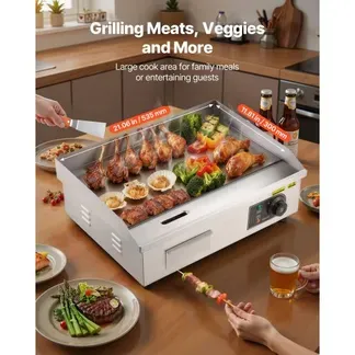 VEVOR Elektrogrill gewerbliche Grillplatte (535 x 300 mm) 3200 W mit 50-300 °C einstellbarer Temperaturregelung, Bratplatte Griddleplatte mit 2 Spachteln & 2 Bürsten & 4 Fußpolstern für Steak VEVOR Elektrogrill gewerbliche Grillplatte (535 x 300 mm) 3200 W mit 50-300 °C einstellbarer Temperaturregelung, Bratplatte Griddleplatte mit 2 Spachteln & 2 Bürsten & 4 Fußpolstern für Steak