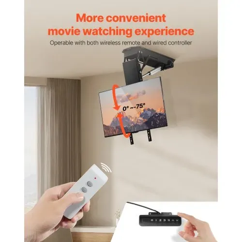 VEVOR motorisierte TV Deckenhalterung Halterung für 813 bis 1778 mm Fernseher, elektrischer verstellbarer herunterklappbarer Ständer mit max. VESA 60 x 60 cm, passend für Fernseher bis zu 50 kg – Bild 4