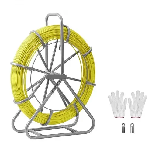 VEVOR Fiberglas Kabel Rad 152 m Ø6,3mm Glasfaserstab, Fischband mit Ständer, Kabeleinziehhilfe mit Markierungen, Kabeleinfädler, Kabelzieher für Wände & Elektroinstallationsrohre, Nichtleitend – Bild 8