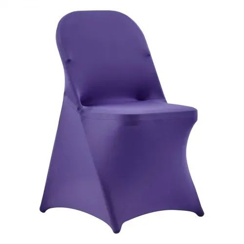 VEVOR Stuhlhussen Stuhlbezug Stretch 50 Stk. waschbarer & abnehmbarer Stuhlüberzug aus Polyester-Spandex für Hochzeitsfeiern Esszimmerbankette, passend für Klappstühle (45 x 46 x 77 cm) Violett – Bild 8