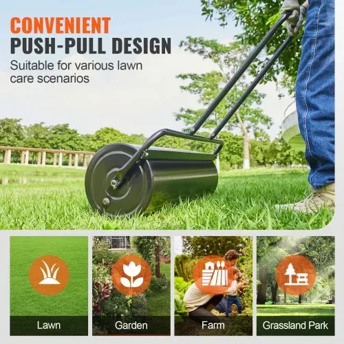 VEVOR Rasenwalze 990x300x1120mm Handwalze Eisen und Q235 Gartenwalze 61L Ackerwalze mit einem Wassereinlass Rasenroller Walze mit U-förmigen Griff Ideal für Gärten Bauernhöfe große Grünflächenparks – Bild 5