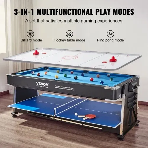 VEVOR 3 in 1 Multispieltisch mit Drehgelenk und Airhockey, Tischtennis, Hockeytisch für Spielzimmer, Familienheim, Arcade-Gaming-Set, sämtliches Zubehör für jedes Spiel enthalten VEVOR 3 in 1 Multispieltisch mit Drehgelenk und Airhockey, Tischtennis, Hockeytisch für Spielzimmer, Familienheim, Arcade-Gaming-Set, sämtliches Zubehör für jedes Spiel enthalten