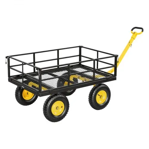 VEVOR Bollerwagen 544,31 kg, Transportwagen, Gartenwagen, Gerätewagen, 2-in-1-Handwagen mit All-Terrain-Reifen, abnehmbaren Seitenteilen aus Netzmaterial & um 180° drehbarem Griff, Gelb/Schwarz – Bild 10