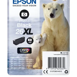 Epson Polar bear Singlepack Photo Black 26XL Claria Premium Ink Epson Polar bear Singlepack Photo Black 26XL Claria Premium Ink