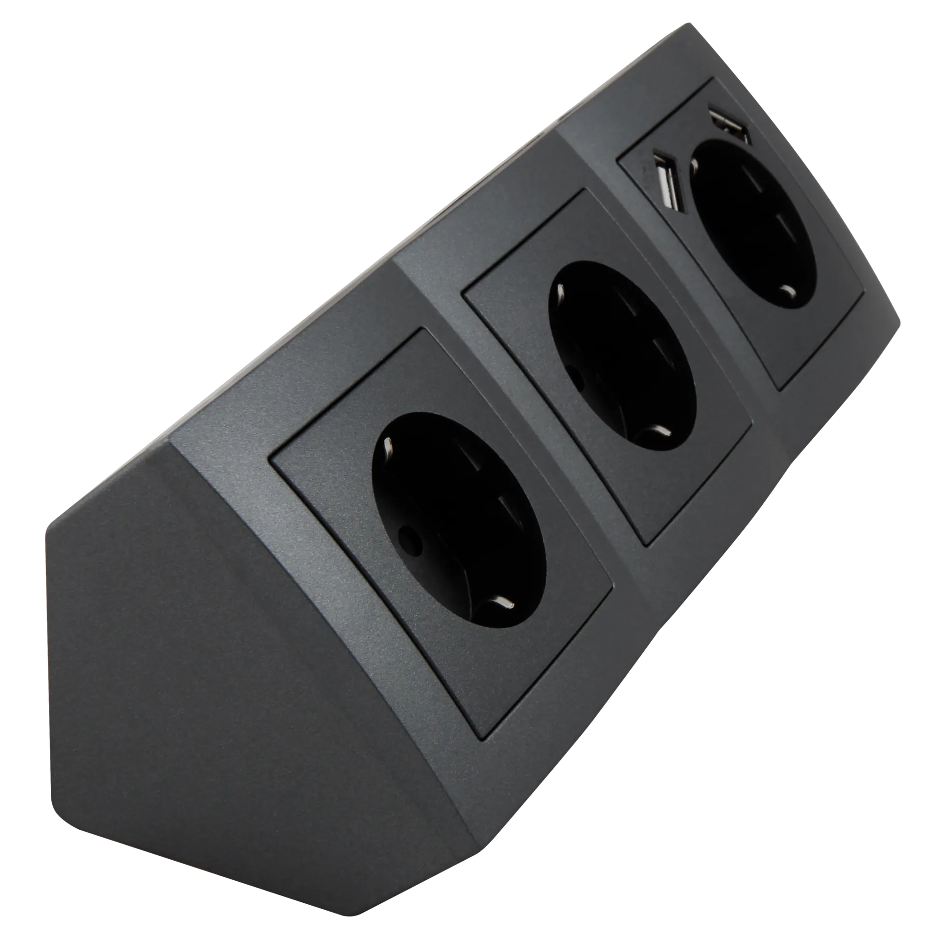 Steckdosenblock McPower ''Flair'' Aufbau, anthrazit, 3-fach Schutzkontakt + USB – Bild 3