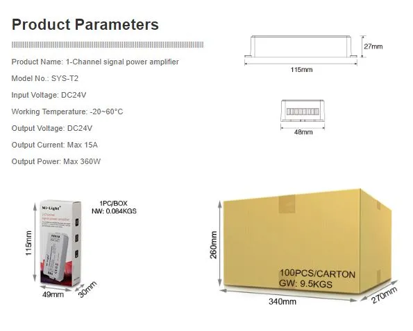MiBoxer SYS-T2 LED Subordinate Controller 1-Channel Amplifier – Bild 2