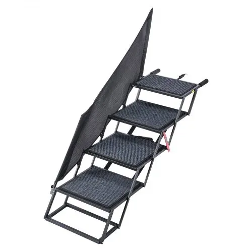 VEVOR Hundetreppe Auto Klappbar 4-Stufig, Extra Breite Hunderampe für Große Hunde mit Rutschfester Oberfläche, Einstiegshilfe für Auto, SUV, LKW, Hochbett, Sofa, Klapptreppe Tragkraft bis 180 kg – Bild 10