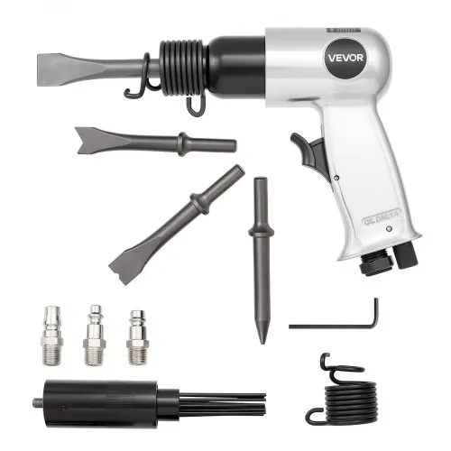 VEVOR Druckluft Meißelhammer, 4500 BPM Pneumatischer Hammer mit Nadelentroster & 4-teiligen Meißeln mit rundem Schaft, kompakter Drucklufthammer zum Schneiden, Schaben und Abreißen VEVOR Druckluft Meißelhammer, 4500 BPM Pneumatischer Hammer mit Nadelentroster & 4-teiligen Meißeln mit rundem Schaft, kompakter Drucklufthammer zum Schneiden, Schaben und Abreißen