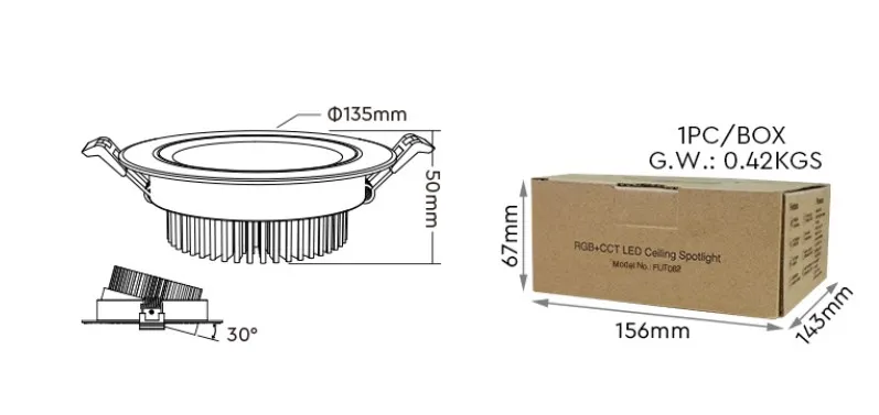 MiBoxer FUT062 LED Panel Rund 9W RGB-WW (RGB-CCT) mit Funk und WLAN schwenkbar – Bild 2