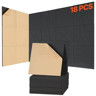 VEVOR 18er-Pack Akustikpaneele mit Selbstklebeband, 300x300x10 mm schalldichte Schaumstoffplatten, Akustik Wandpaneele aus Polyesterfaser, für Zuhause, Studio, Büro, Theater, Schwarz VEVOR 18er-Pack Akustikpaneele mit Selbstklebeband, 300x300x10 mm schalldichte Schaumstoffplatten, Akustik Wandpaneele aus Polyesterfaser, für Zuhause, Studio, Büro, Theater, Schwarz