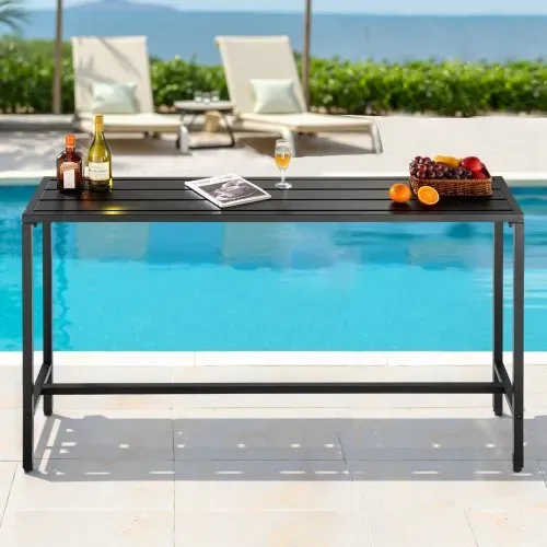 VEVOR Bartisch, 1600 x 375 x 980 mm, Bistrotisch, Stehtisch mit Metallgestell, rechteckige Esstische, Küchentisch, Tresentisch, Partytisch, Gartenmöbel für Balkon, Garten, Poolrand – Bild 7