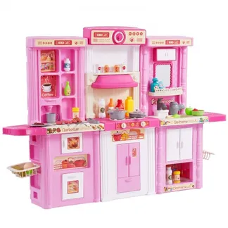 VEVOR Kinderküchen-Spielset, 3-in-1-Kleinkinderküche mit simuliertem Sprühnebel, Geräuschen & Lichtern, Spielküchenset mit 74-teiligem Kochzubehörset für Kinder im Alter von 3–8 Jahren, pink VEVOR Kinderküchen-Spielset, 3-in-1-Kleinkinderküche mit simuliertem Sprühnebel, Geräuschen & Lichtern, Spielküchenset mit 74-teiligem Kochzubehörset für Kinder im Alter von 3–8 Jahren, pink
