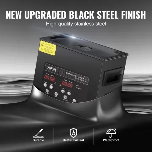 VEVOR 3 L Ultraschallreiniger 120 W digitales Ultraschallreinigungsgerät mit Schonmodus & verbesserter Entgasung, 40 kHz industrieller Schmuckreiniger mit Heizung & Timer, für Brillen Uhren Schwarz – Bild 4