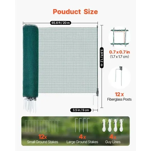 VEVOR Begrenzungszaun 20×1,2 m, Weidezaun aus PE, Mobiler Hundezaun mit Doppelspitzenpfählen & Abspannseilen, Hühnerzaun, Gartenzaun, Campingzaun für Hunde, Hühner, Pflanzen, Außenbereiche VEVOR Begrenzungszaun 20×1,2 m, Weidezaun aus PE, Mobiler Hundezaun mit Doppelspitzenpfählen & Abspannseilen, Hühnerzaun, Gartenzaun, Campingzaun für Hunde, Hühner, Pflanzen, Außenbereiche