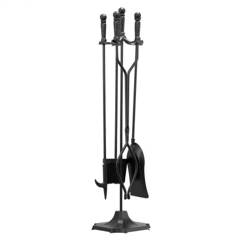 VEVOR Kaminbesteck-Set, 5-tlg. Ofenbesteck-Set, fünfzackiger Ständer, Zange, Ascheschaufel, Bürste, Schürhaken, Kaminzubehör aus Schmiedeeisen für Lagerfeuer drinnen/draußen, Schwarz – Bild 10