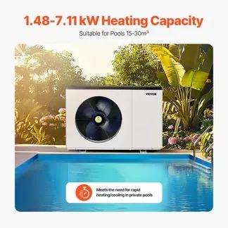 VEVOR Elektrische Pool-Wärmepumpe, 1,48–7,11 kW Heizleistung, energiesparende Poolheizungen mit variabler Frequenz für 15–30 m³ Aufstellpools, Heiz- und Kühlpool-Warmwasserbereiter VEVOR Elektrische Pool-Wärmepumpe, 1,48–7,11 kW Heizleistung, energiesparende Poolheizungen mit variabler Frequenz für 15–30 m³ Aufstellpools, Heiz- und Kühlpool-Warmwasserbereiter
