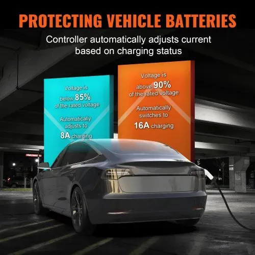 VEVOR Tragbares EV-Ladegerät 3,68 kW Ladegerät für Elektrofahrzeuge EV-Ladekabel Typ 2(IEC62196) CEE 7/7 Stecker 8-16A 1-Phasig EV-Ladestation 8,6m Kabellänge IP66 Wasserdicht Wallbox – Bild 3