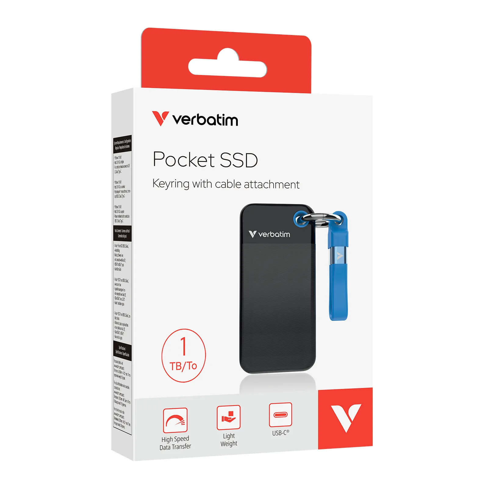 Verbatim Pocket SSD 1 TB USB Typ-C 3.2 Gen 2 (3.1 Gen 2) Schwarz, Blau – Bild 2