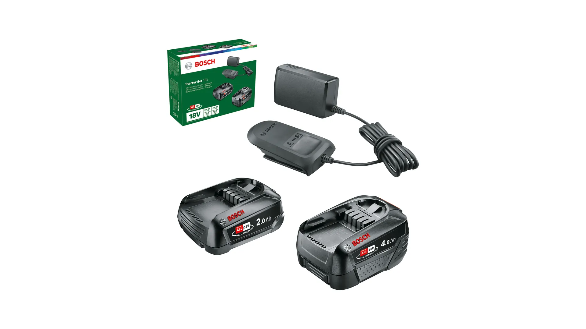 Bosch Starter-Set 18V - 2 x Akku (2,0 Ah + 4,0 Ah) Batterie- & Ladegerät-Set – Bild 2