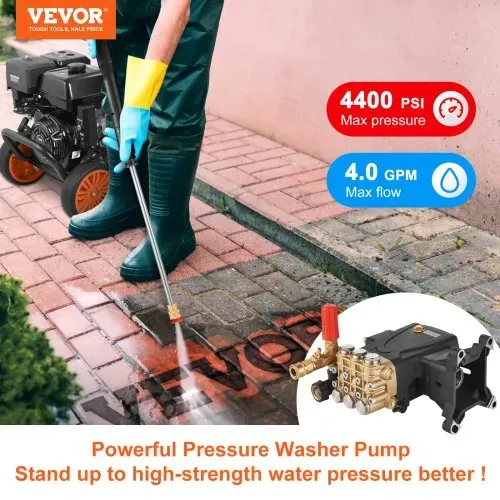 VEVOR Ersatzpumpe für Hochdruckreiniger, 25,4 mm Schaft, horizontaler Triplex-Kolben, 303 bar, 15 L/min Durchfluss, Hochdruckreinigerpumpe, Ideale Lösung zur Erhöhung des Wasserdrucks VEVOR Ersatzpumpe für Hochdruckreiniger, 25,4 mm Schaft, horizontaler Triplex-Kolben, 303 bar, 15 L/min Durchfluss, Hochdruckreinigerpumpe, Ideale Lösung zur Erhöhung des Wasserdrucks
