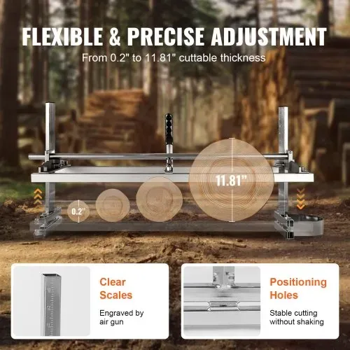 VEVOR Tragbares Sägewerk Stahl Kettensägenmühle Sägemühle 5,08–300mm Schnittstärke Geeignet für 355-914mm Kettensägeschienen ein flexibles Schneidführungssystem für Bauarbeiter, Holzarbeiter – Bild 3