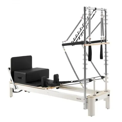 VEVOR Pilates Reformer mit Half Tower 2370x795x200 mm Aluminiumlegierung Ideal für Heimgebrauch & Fitnessstudio, bis 181 kg Belastbar, mit Jumpboard, Federn, Pilates-Box und Verstellbarer Kopfstütze – Bild 9