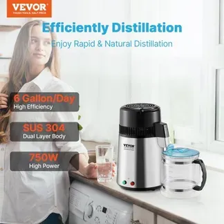 VEVOR Wasser-Destilliergerät Destilliergerät, 4 L Gereinigtes Wasser Reiniger Filter, 750 W Destilliertes Wasser Maker, Edelstahl Innenraum Destilliergerät Wasser Silber Haushalt 1 LWasser pro Std. VEVOR Wasser-Destilliergerät Destilliergerät, 4 L Gereinigtes Wasser Reiniger Filter, 750 W Destilliertes Wasser Maker, Edelstahl Innenraum Destilliergerät Wasser Silber Haushalt 1 LWasser pro Std.