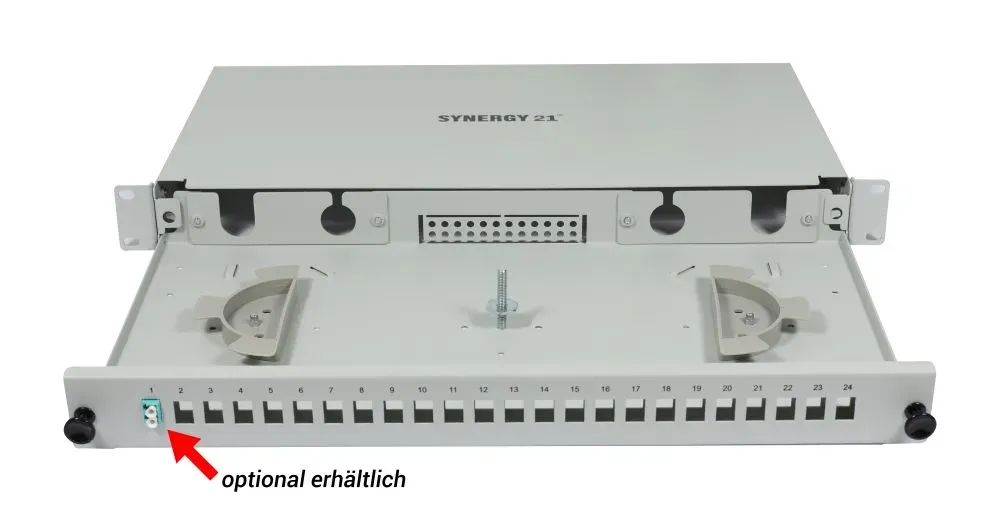 LWL-Patchpanel für 24xLC-Duplex-Buchsen, 19"/1HE, ohne LC-Kupplungen, Lichtgrau, Synergy 21, – Bild 6