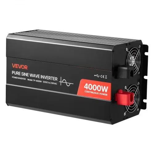 VEVOR 4000 W Wechselrichter, 12 V DC auf 230 V AC, reiner Sinus-Wechselrichter, mit LCD-Display, Fernbedienung, 2 USB-Anschlüssen, 2 AC-Steckdosen, Typ-C-Anschluss, für RV, LKW im Freien – Bild 8