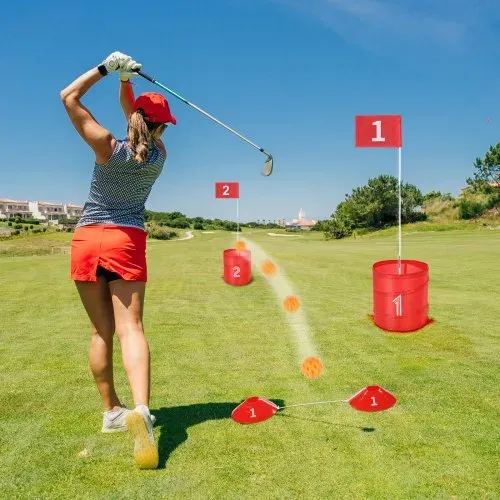 VEVOR Golfspiel Set, 3-Loch-Golfplatz, Übungsspiele für Golf im Eimer, Golf-Chipping-Spiel für den Außenbereich, tragbares Outdoor-Golfspiel für Rasen, Hof, Camping, Park, Strand – Bild 7