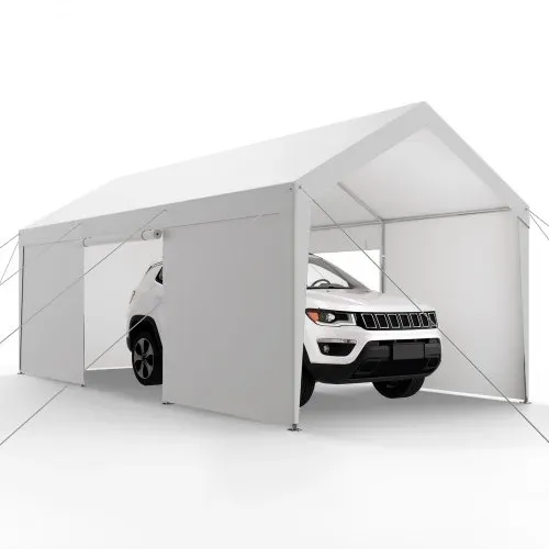 VEVOR Carport, 3,65x6,09x3,02 m Autoüberdachung, Zeltgarage mit abnehmbaren Seitenwänden & Tür, Autounterstand, UV-beständig und wasserabweisend, Ganzjahresschutz für Auto und Boot, weiß – Bild 8