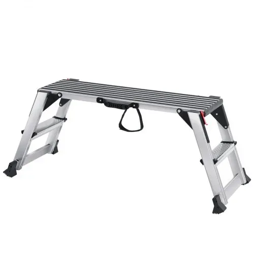 VEVOR Alu Arbeitsplattform Klappwerkbank 100x30x48,7cm Arbeitsbühne 200kg Tragfähigkeit Trittbank mit Sicherheitsschlössern Trittleiter für Zuhause Büro Werkstatt & Garage Silber – Bild 10