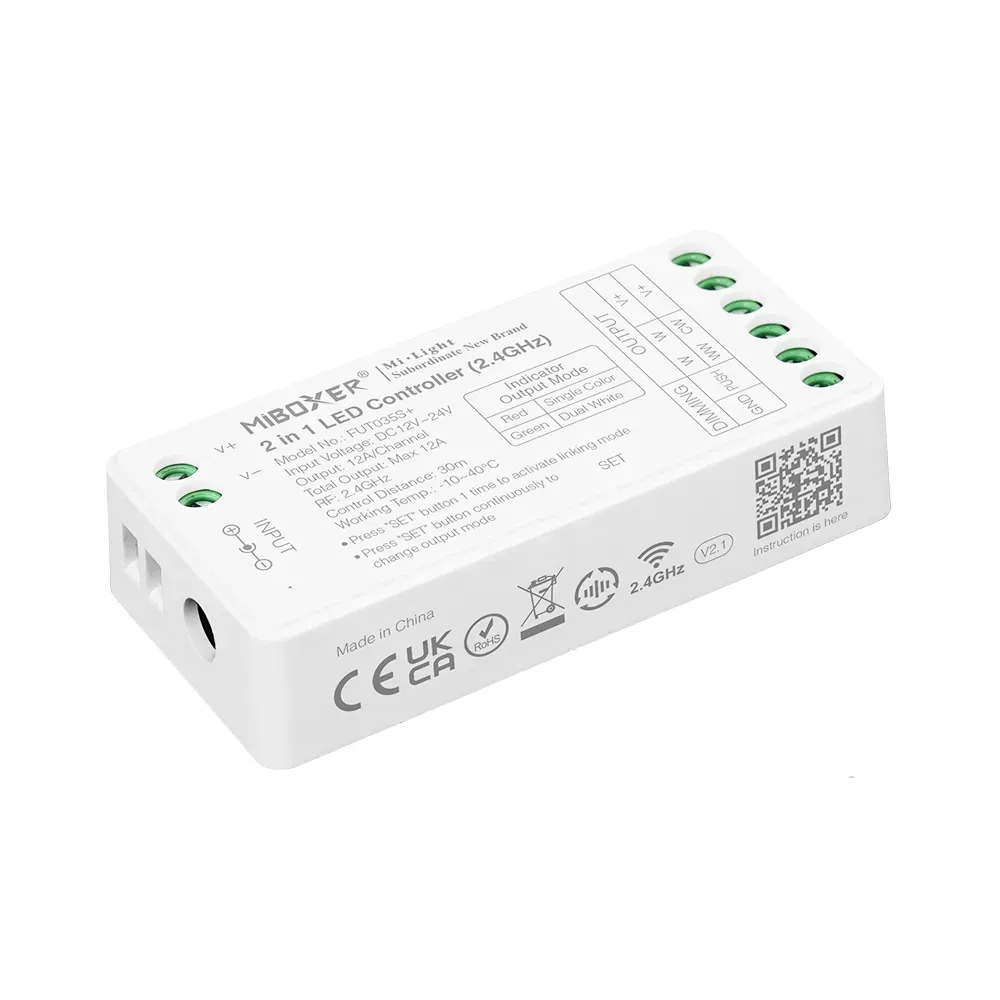 Synergy 21 LED Controller S-Serie 2in1 (Dual White/Dim) DC12/24V 2,4G 16kHz *Milight/Miboxer* Synergy 21 LED Controller S-Serie 2in1 (Dual White/Dim) DC12/24V 2,4G 16kHz *Milight/Miboxer*