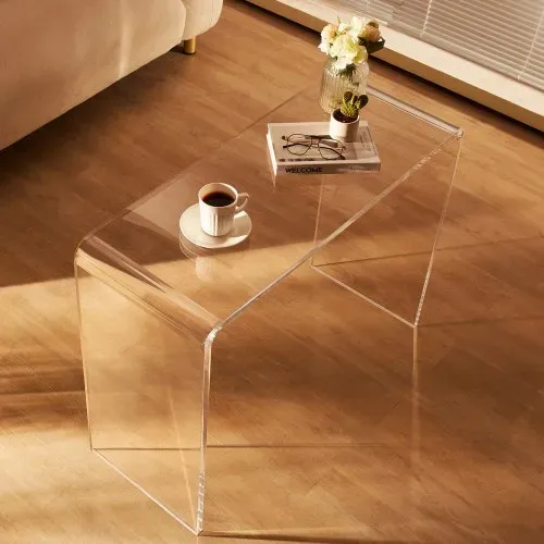 VEVOR U-förmiger Beistelltisch 964 x 381 x 740 mm, U-förmiger Acryltisch Beistelltisch, Transparenter Couchtisch für Getränke, Essen, Snacks, Verwendet im Wohnzimmer, Schlafzimmer, Arbeitszimmer usw. – Bild 7
