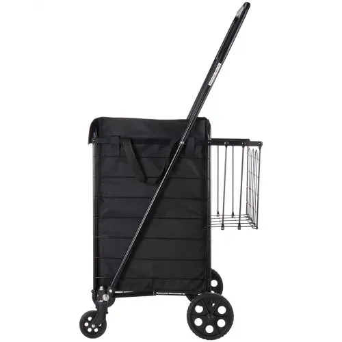 VEVOR Einkaufswagen zusammenklappbarer Einkaufstrolley mit zwei Körben & wasserfester Auskleidung & Rädern, 45,3 kg Tragkraft, 64 +10 L Einkaufsroller für Wäsche Einkaufen Camping Lebensmittel – Bild 8