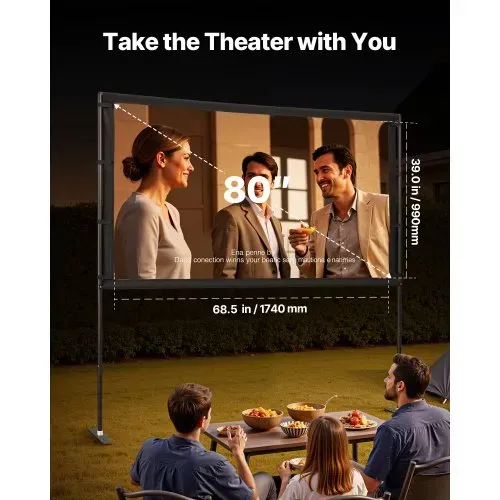 VEVOR Projektionsleinwand (80 Zoll) mit 160° Weitwinkel & Ständer, Beamerleinwand für Projektor innen & außen 16:9 4K HD, tragbare Filmleinwand mit Tragetasche für Heimkino Büro Präsentation VEVOR Projektionsleinwand (80 Zoll) mit 160° Weitwinkel & Ständer, Beamerleinwand für Projektor innen & außen 16:9 4K HD, tragbare Filmleinwand mit Tragetasche für Heimkino Büro Präsentation