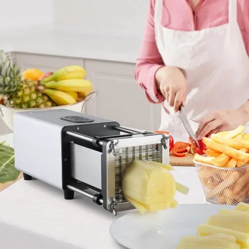 VEVOR Elektrischer Pommes Frites Schneider Kartoffelschneider mit 1/2-Zoll- und 3/8-Zoll-Klingen Edelstahl, Kartoffelschneider und Zerkleinerer mit Anti-Rutsch-Füßen, für Kartoffeln Gemüse Silber – Bild 7