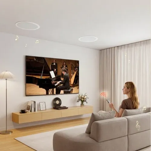 VEVOR 2 Einbaulautsprecher Bluetooth 203,2 mm, 2-Wege Lautsprecher mit Verstärker & 50 W Spitzenleistung, Kabelgebundene Deckenlautsprecher für Heimkino, Überdachte Terrasse & Flächenbündige Montage – Bild 7