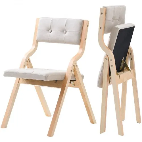 VEVOR Klappstuhl Gartenstuhl mit gepolstertem Kissen & Holzrahmen 2 Stk. moderner Esszimmerstuhl für Küche Büro Party, Küchenstuhl bis 180 kg belastbar (pro) faltbar Beige + weiß platzsparend VEVOR Klappstuhl Gartenstuhl mit gepolstertem Kissen & Holzrahmen 2 Stk. moderner Esszimmerstuhl für Küche Büro Party, Küchenstuhl bis 180 kg belastbar (pro) faltbar Beige + weiß platzsparend
