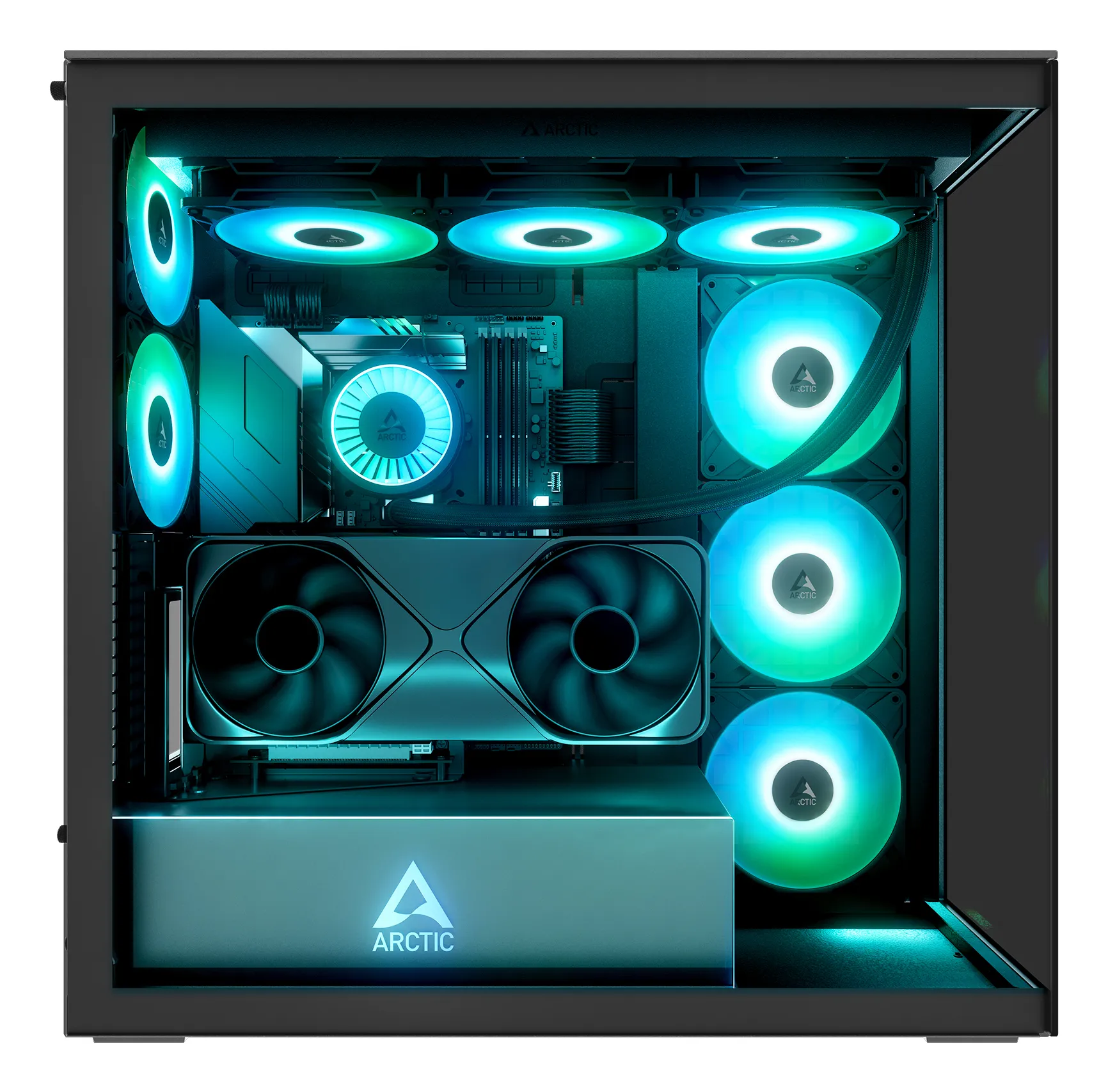 ARCTIC Xtender VG (Mirror Black) Premium E-ATX PC-Gehäuse mit vertikaler GPU-Montage – Bild 7