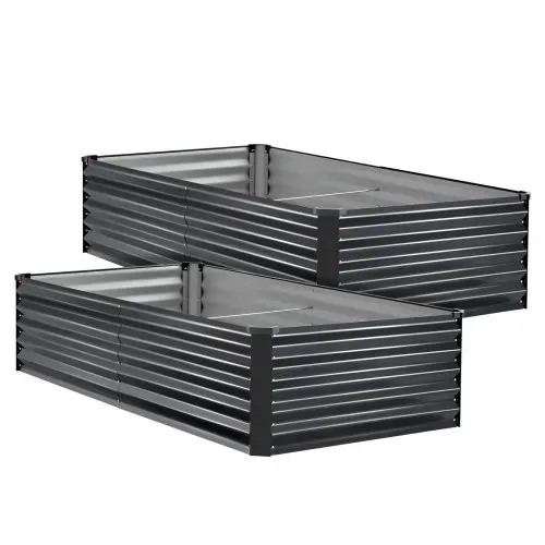 VEVOR Hochbeet Metall 2er-Pack 203x102x46 cm, Rechteckiges Gartenbeet, Pflanzkasten-Set für den Außenbereich, Gemüsebeet mit Handschuhen, Blumenbeet, Pflanzbeet, Pflanzkurbel für Blumen & Gemüse – Bild 9