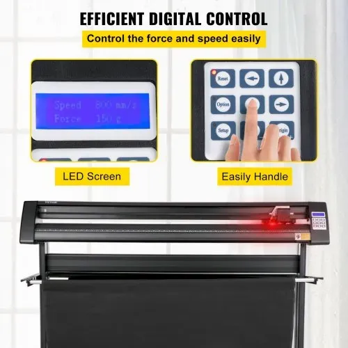 VEVOR Vinyl Schneideplotter Max. Papiereinzug 1350 mm, Folienschneider Max. Schnittbreite 1260 mm, Plotter Schnittgeschwindigkeit 800 mm/s, Halbautomatisch, Signmaster, Windoskompatibel, LCD-Anzeige – Bild 2