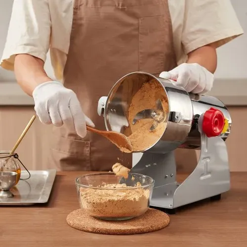 VEVOR 750g elektrische Getreidemühle, Hochgeschwindigkeits-Gewürzmühlen mit 2000 W, Pulverisiermaschine aus Edelstahl, für trockene Körner, Gewürze, Müsli, Kaffee, Mais, Pfeffer, Schwenktyp – Bild 7