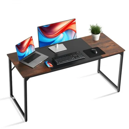 VEVOR Computertisch Bürotisch Schreibtisch (160 x 60 cm Tischplatte), moderner Arbeitstisch mit Metallrahmen & 68 kg Tragkraft für Homeoffice Arbeitszimmer Schlafzimmer Wohnzimmer, Braun Schwarz VEVOR Computertisch Bürotisch Schreibtisch (160 x 60 cm Tischplatte), moderner Arbeitstisch mit Metallrahmen & 68 kg Tragkraft für Homeoffice Arbeitszimmer Schlafzimmer Wohnzimmer, Braun Schwarz