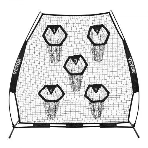 VEVOR Fußballtrainer Wurfnetz Übungsnetz (2265 x 1060 x 2100 mm) mit 5 Zieltaschen & tragbarer Aufbewahrungstasche & Gurten, Wurfelziel-Training für die Passgenauigkeit des Quarterbacks, Schwarz – Bild 10
