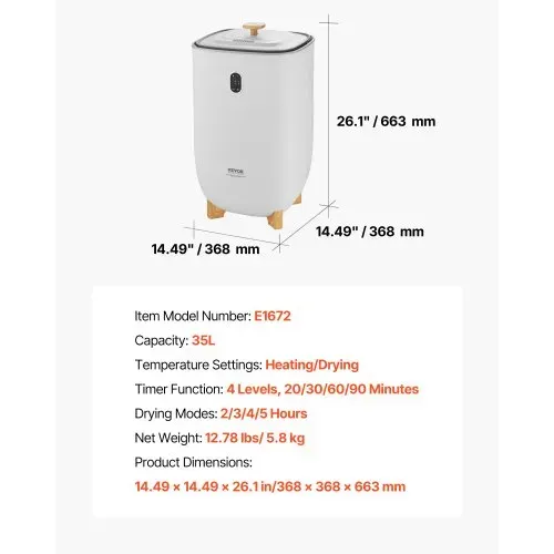 VEVOR 35L großer Handtuchwärmer-Eimer, Handtuchwärmer mit LED-Bildschirm und Trockenfunktion, intelligenter Handtuchwärmer mit einstellbarem Timer für Badezimmer, Bademantel, Decke und Pyjama, automatische Abschaltung, weiß – Bild 6