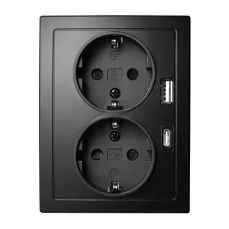 Schutzkontakt-Steckdose McPower “Flair“ 2-fach, 250V~/16A, USB-A+C, PD20W Schutzkontakt-Steckdose McPower “Flair“ 2-fach, 250V~/16A, USB-A+C, PD20W